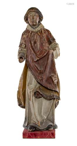 A large polychrome painted and carved lindenwood figure of a...