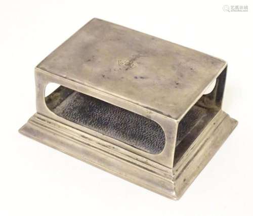 A silver match box case / table top stand hallmarked Birming...