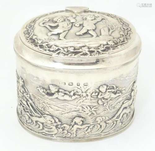 A Victorian silver lidded canister / caddy of ovoid form wit...