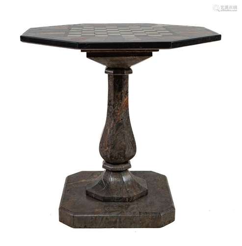 A fine specimen marble pedestal chess table,French 19th cent...