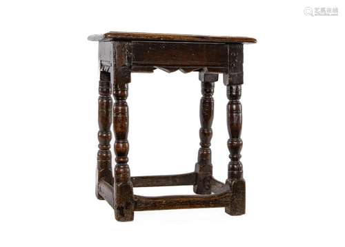 A good heavy oak joint stool, English circa 1680