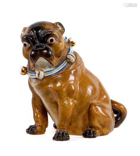 An appealing Conta and Boehme porcelain pug-form jar and cov...