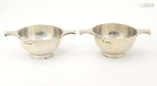 A pair of silver quaich hallmarked Sheffield 1959 maker Fran...