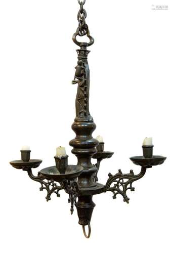 A small bronze Gothic style ceiling light, French 18th/19th ...