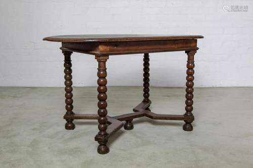 A rare Louis XIV period walnut oval centre table, stamped LF...