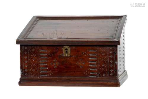 A very rare carved and incise decorated Cyprus wood bureau s...