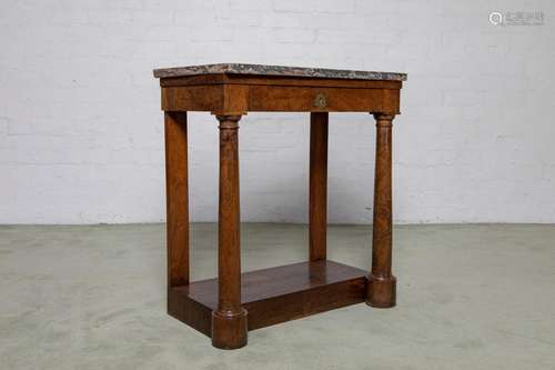 A small Empire period grained walnut marble-top console tabl...