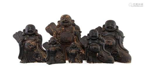 A set of six Japanese graduated terracotta kitchen gods ( Ho...