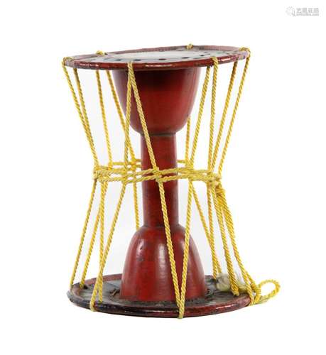 A red lacquered leather and wood drum- Kotsuzumi Japanese 20...