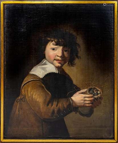 Dutch school,17th century Portrait of a young boy with a bir...