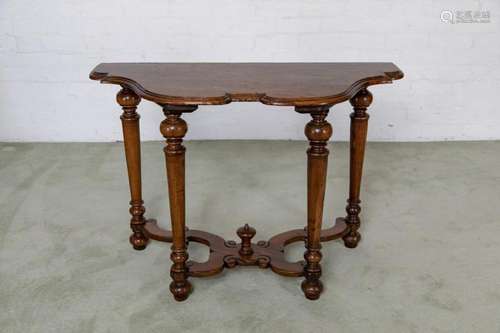 A pair of rare walnut console tables, Italian circa 1760