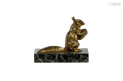 A gilt-bronze sculpture of a squirrel holding a nut,French c...