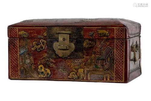 A beautiful Chinese red-lacquer casket,Qing dynasty,19th cen...