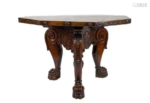 A fabulous octagonal walnut centre table, Bologna region, It...