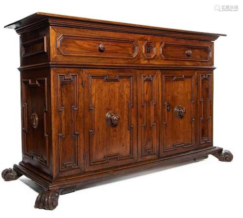 A very Impressive walnut buffet, Bologna Italian circa 1680