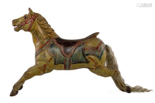 A charming polychrome painted carousel horse, labelled Star ...