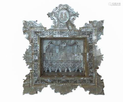 An extraordinary carved mother of pearl and olive-wood 3D La...