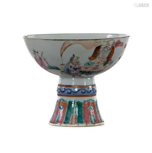 A famille-rose enamel stem cup,early 20th century