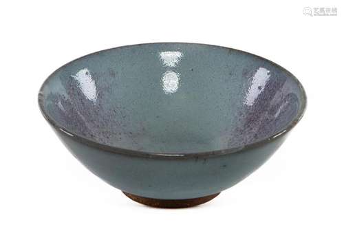 A Jun type pink splashed pale blue glazed bowl, Song style