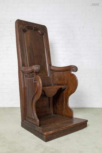 A Louis XIV period oak throne chair, French circa 1660