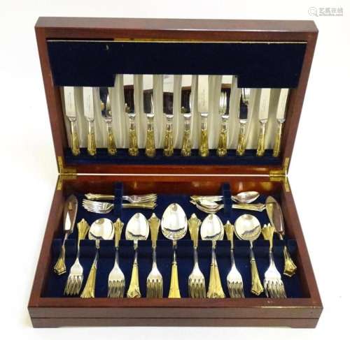 A silver plate Albany pattern flatware comprising table kniv...