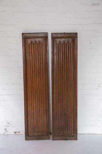 A pair of oak linen fold panels English 15/16th century