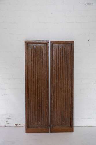 A pair of oak linen fold panels English 15/16th century