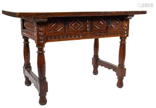 A richly patinated walnut centre table, Spanish circa 1660