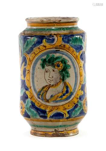 A large Majolica portrait albarello ( Drug jar) Caltagirone ...