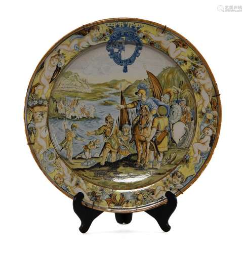 A beautifully painted Caltagironi majolica charger, Italian ...