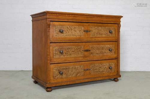 A Faux- bois decorated straight-front chest of drawers, Cent...