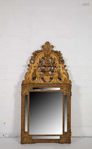 A giltwood and gesso Louis XV wall mirror, French first half...