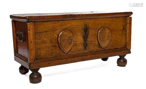 A very appealing small carved walnut chest,French or German,...