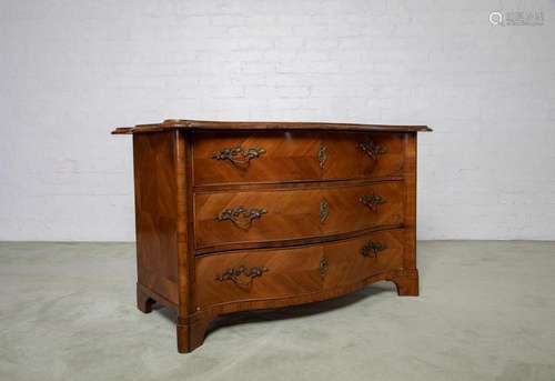 A large olive-wood veneered serpentine fronted commode, Ital...