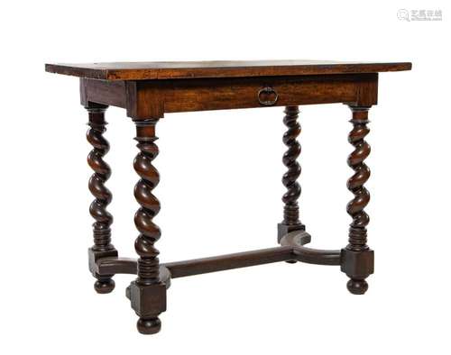 A walnut barley-twist side table, French circa 1680