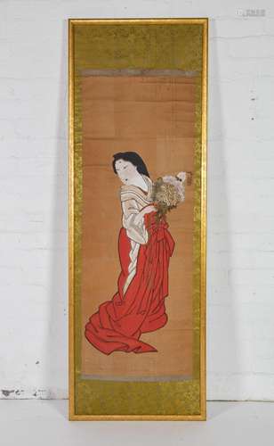 A Japanese gilt framed scroll painting, Meiji period (1868-1...