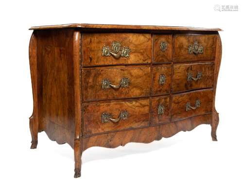 A very rare and beautiful olive-wood serpentine fronted comm...