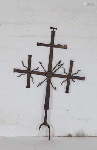 A wrought iron cross, Possibly Spanish 17th/18th century