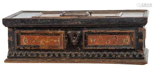 A small painted document box, Swiss dated 1716