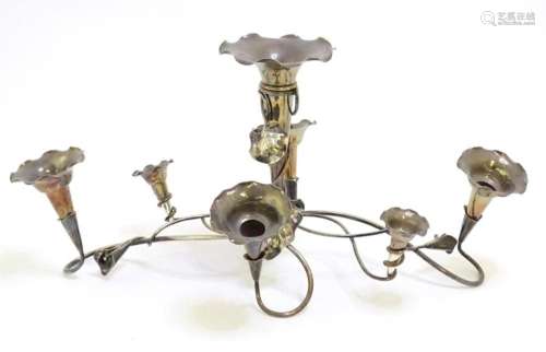 An Art Nouveau silver plate table centrepiece epergne, the c...