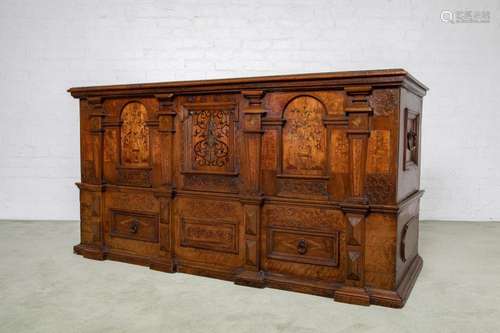 A very Impressive marquetry and walnut chest dated 1645, Ger...