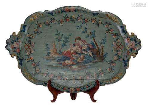 A very beautiful painted wood tray, Venetian circa 1760