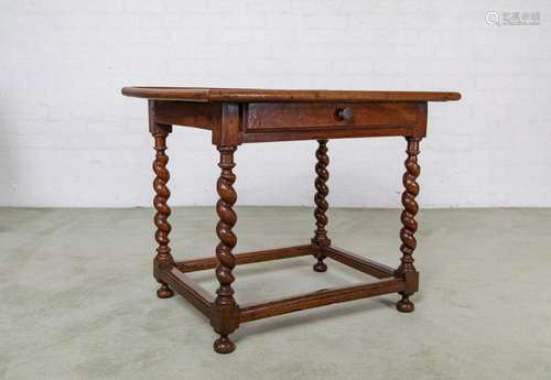 A fine Louis XIV period turned walnut and tapestry side-tabl...