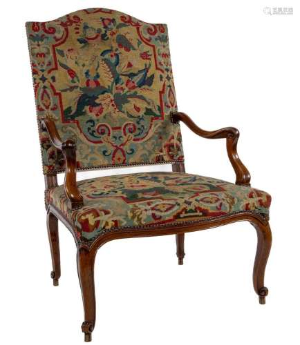 A large Louis XV walnut and tapestry fauteuil, French circa ...