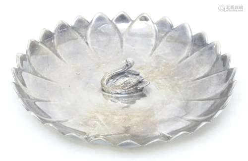 An American silver plate dish modelled as a waterlily with s...