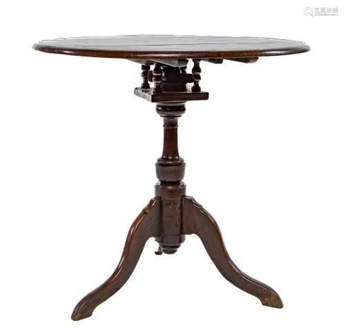 An unusual George II oak birdcage action wine table, English...