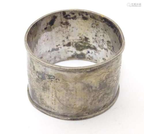 A Chinese Export Silver : A Chinese silver napkin ring marke...