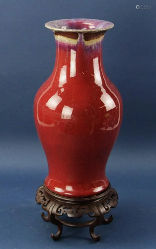 18th/19thC Chinese Blood Vase with Stand