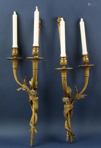 Pair of 19thC Bronze Wall Sconces