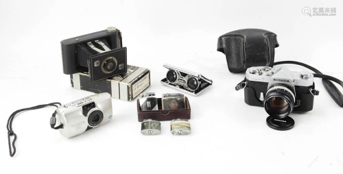 Cameras, Vintage Lighter, and Vintage Domino Set